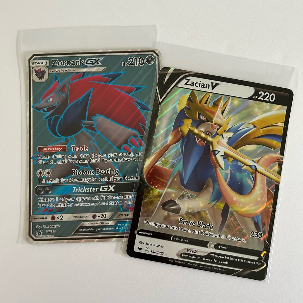 🦋 5/$25 - Zacian V 138/202 & Zoroark GX SM84 Jumbo Oversized Pokémon Cards - Picture 5 of 14